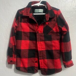 Kids Red and Black Checkered Button Down Shirt size 4